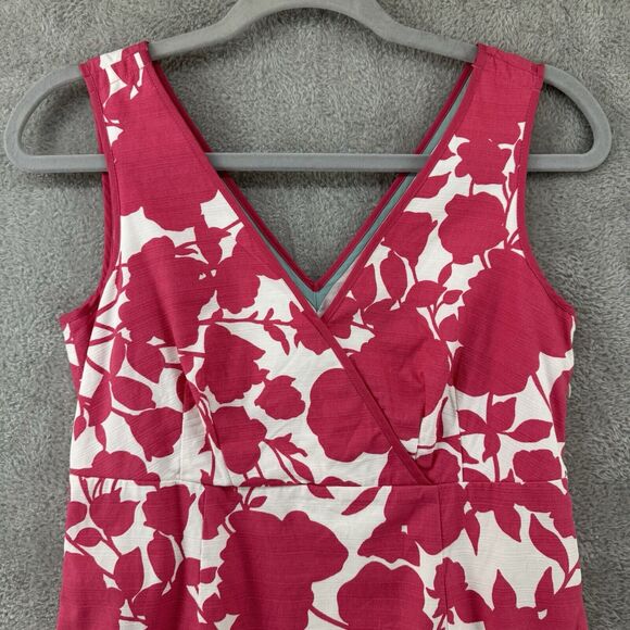 Boden Dress 4R Floral Pink Sheath V-Neck Sleeveless Midi Preppy Beach Resort - Picture 3 of 16